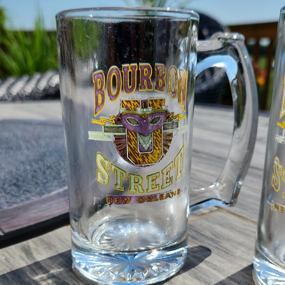 Mardi Gras Bourbon Street New Orleans Glass Mugs